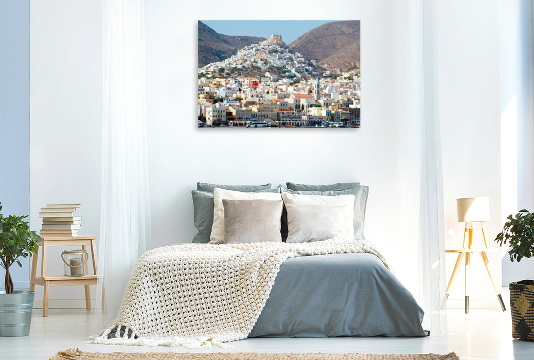 Premium textile canvas Premium textile canvas 120 cm x 80 cm landscape Syros in the Aegean Sea, Greece 