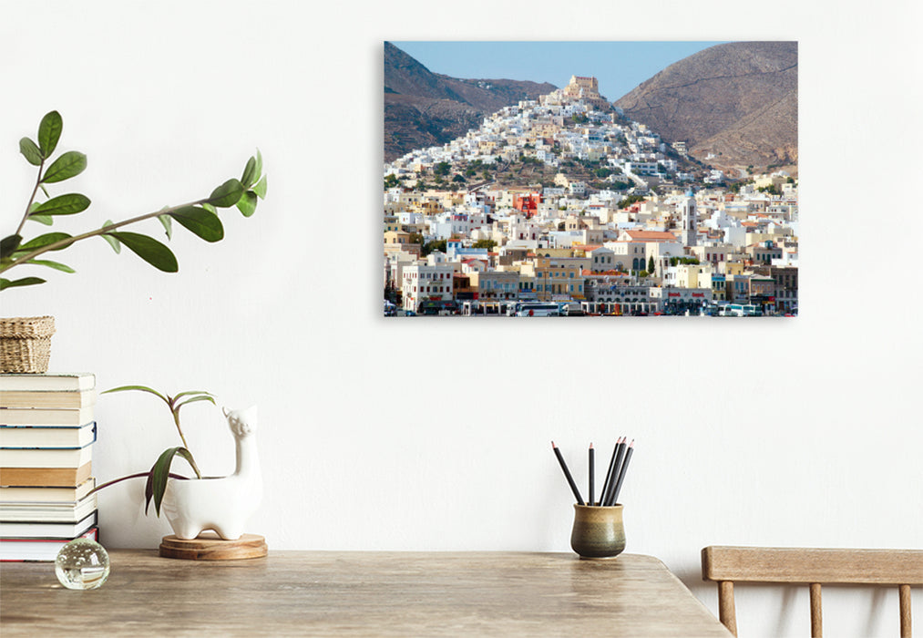 Premium textile canvas Premium textile canvas 120 cm x 80 cm landscape Syros in the Aegean Sea, Greece 