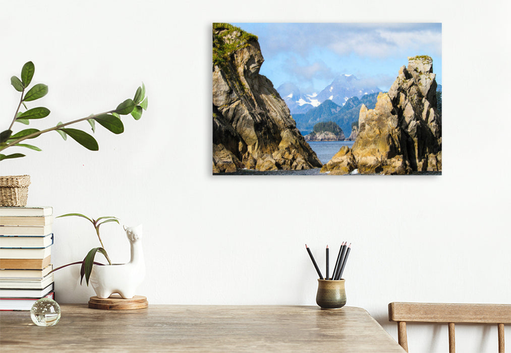 Premium textile canvas Premium textile canvas 120 cm x 80 cm landscape bizarre rocky landscape in the Kenai Fjords National Park 