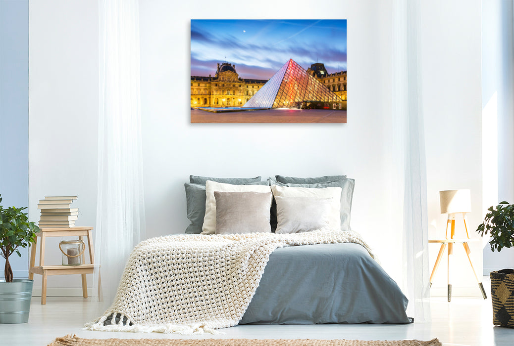 Premium textile canvas Premium textile canvas 120 cm x 80 cm landscape The Louvre pyramid 