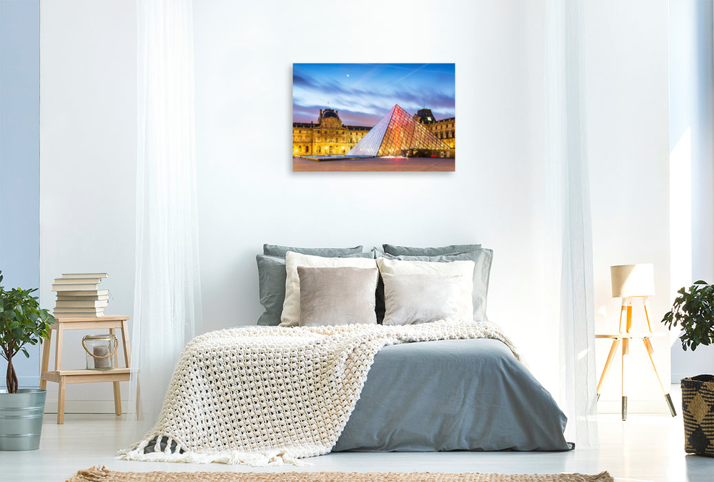 Premium textile canvas Premium textile canvas 120 cm x 80 cm landscape The Louvre pyramid 