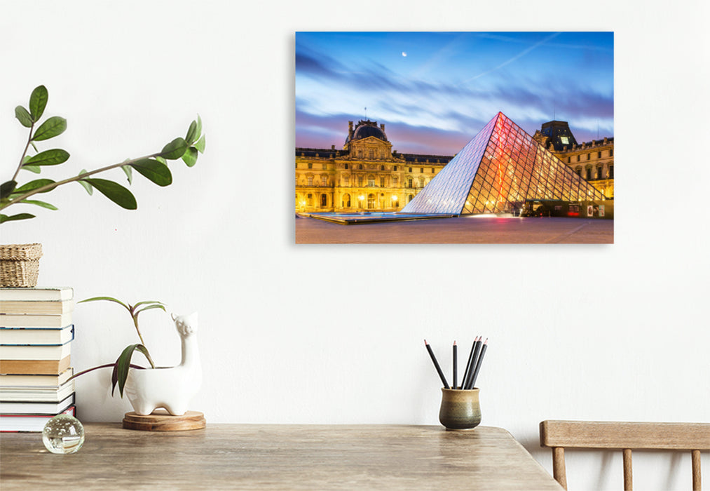 Premium textile canvas Premium textile canvas 120 cm x 80 cm landscape The Louvre pyramid 