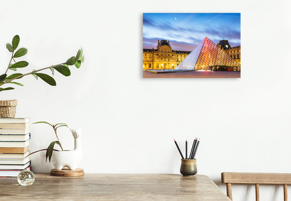 Premium textile canvas Premium textile canvas 120 cm x 80 cm landscape The Louvre pyramid 