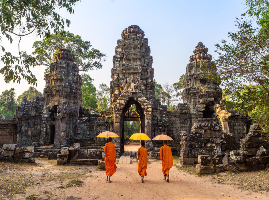 Buddhistische Mönche in Angkor - Kambodscha 2000 Teile Puzzle quer - CALVENDO Foto-Puzzle'