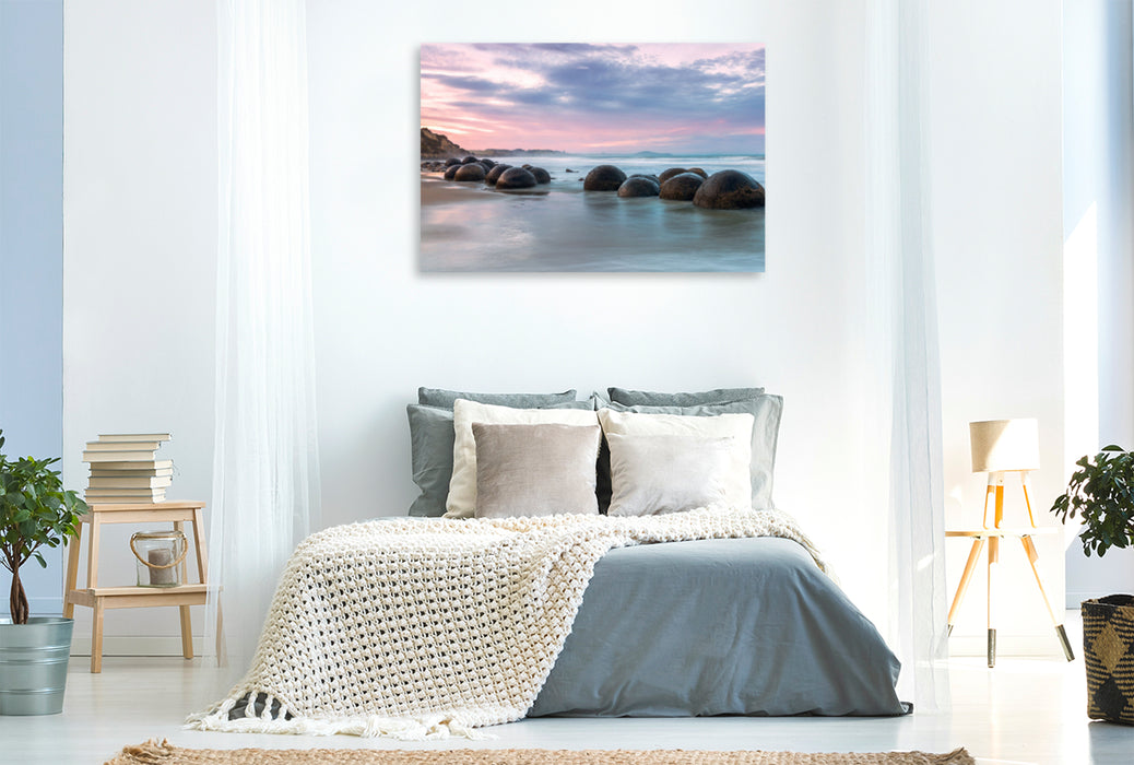 Premium Textile Canvas Premium Textile Canvas 120cm x 80cm landscape Moeraki Boulders, Otago Region 