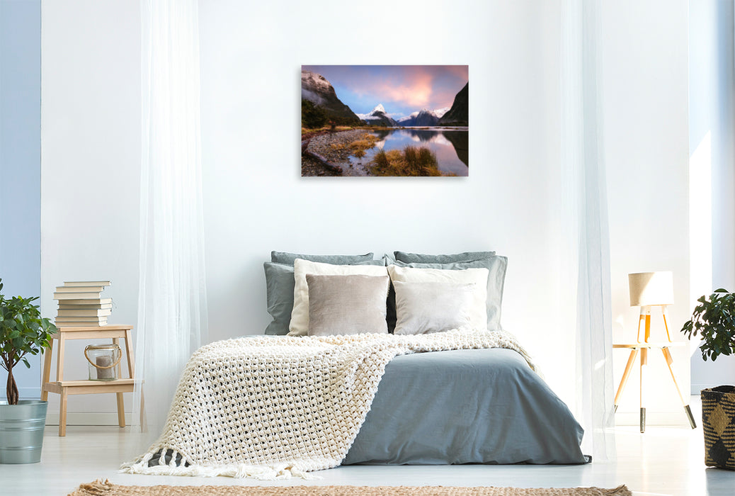 Premium Textile Canvas Premium Textile Canvas 120cm x 80cm landscape Milford Sound, Fiordland National Park 