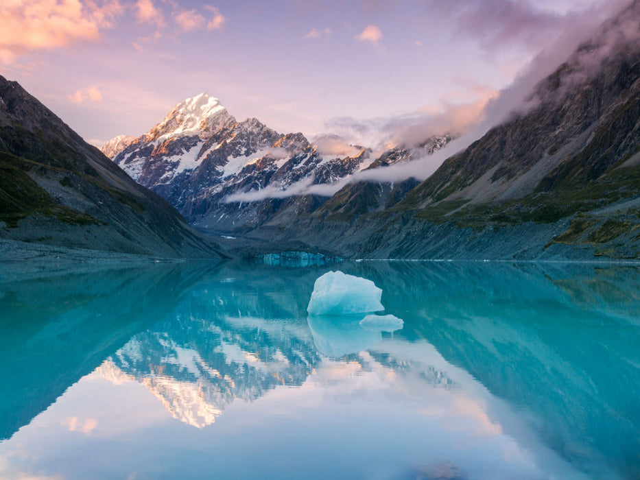 Berg Cook spiegelt sich im Gletschersee - CALVENDO Foto-Puzzle'