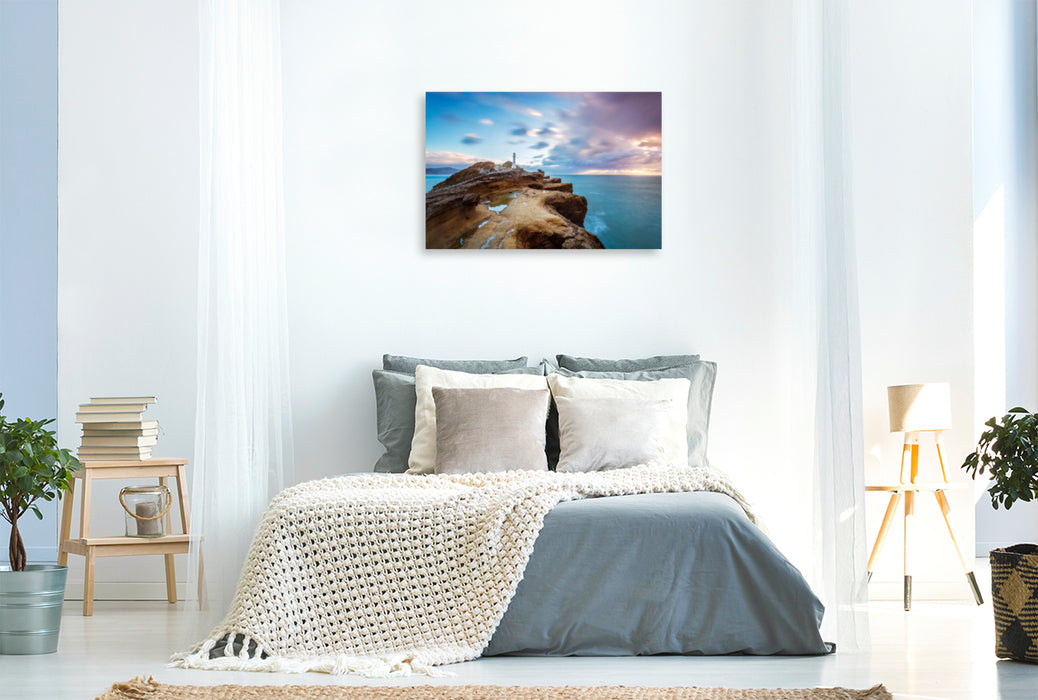 Premium Textile Canvas Premium Textile Canvas 120cm x 80cm landscape Castlepoint Lighthouse, Wellington Region 