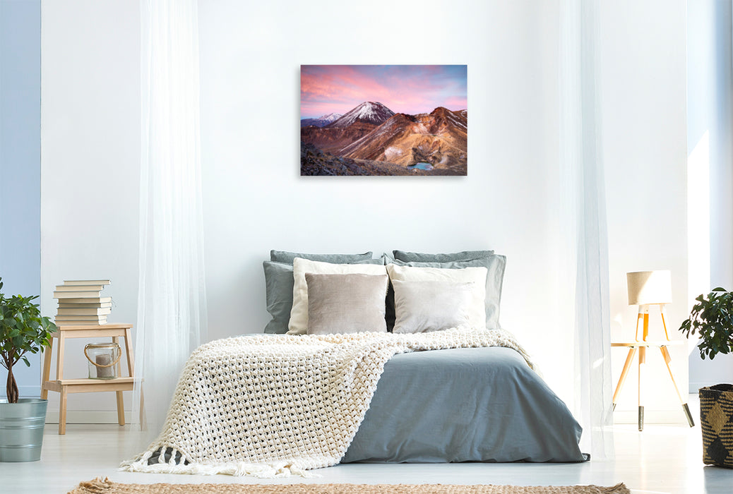 Premium textile canvas Premium textile canvas 120 cm x 80 cm landscape Ngauruhoe Volcano, North Island 