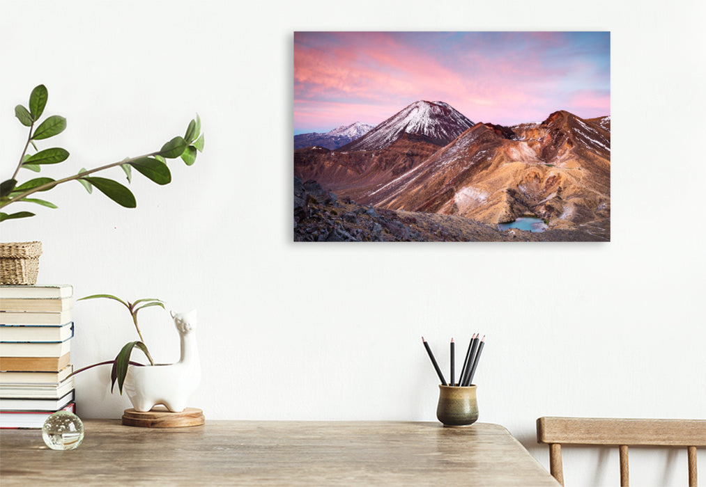 Premium textile canvas Premium textile canvas 120 cm x 80 cm landscape Ngauruhoe Volcano, North Island 