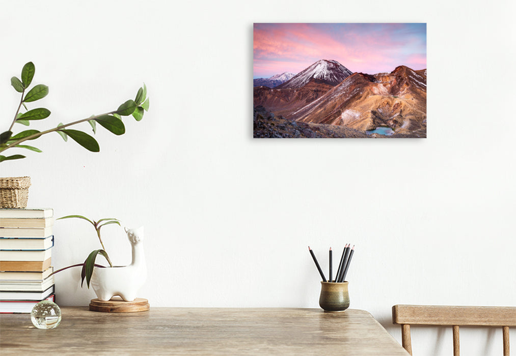 Premium textile canvas Premium textile canvas 120 cm x 80 cm landscape Ngauruhoe Volcano, North Island 