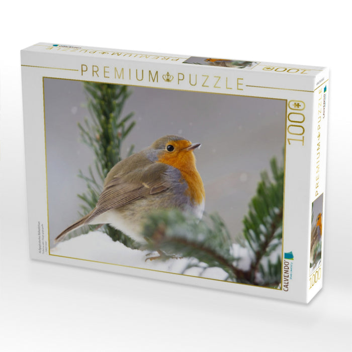 Aufgeplustertes Rotkehlchen - CALVENDO Foto-Puzzle'