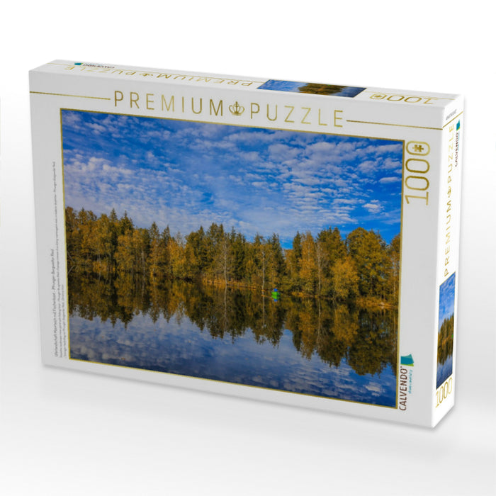 Uferlandschaft Moorteich mit Fischerboot - Pfrunger-Burgweiler Ried - CALVENDO Foto-Puzzle'