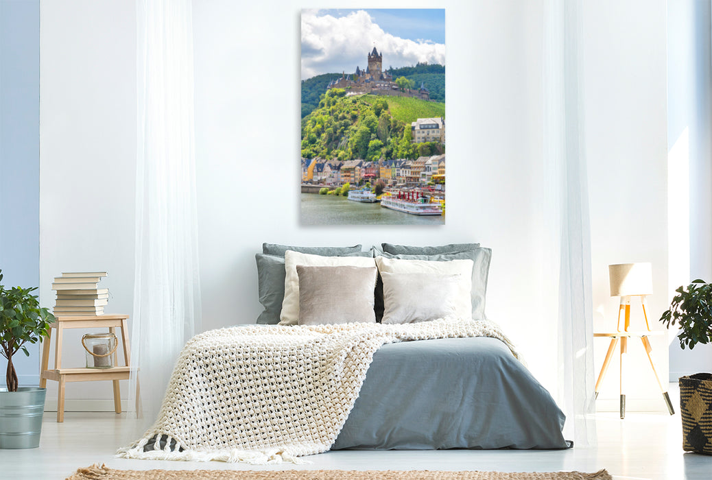 Toile textile haut de gamme Toile textile haut de gamme 80 cm x 120 cm de haut Reichsburg, Cochem 