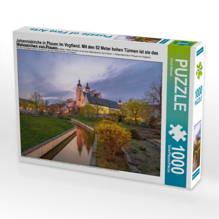 Johanniskirche in Plauen im Vogtland. Mit den 52 Meter hohen Türmen ist sie das Wahrzeichen von Plauen. 1000 Teile Puzzle quer - CALVENDO Foto-Puzzle'