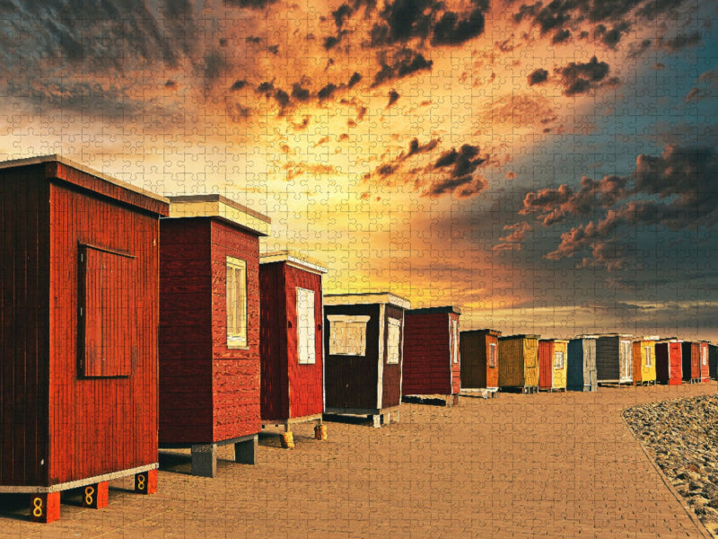 Badehäuser in Dagebüll - CALVENDO Foto-Puzzle'