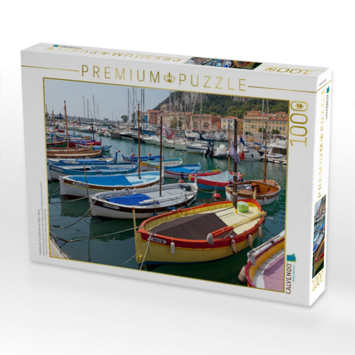 Traditionelle Fischerboote im Hafen, Nizza - CALVENDO Foto-Puzzle'