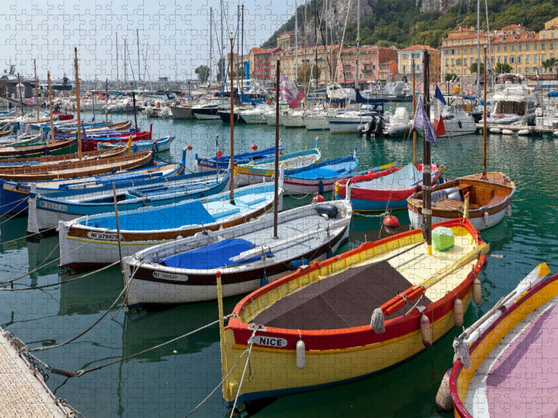 Traditionelle Fischerboote im Hafen, Nizza - CALVENDO Foto-Puzzle'