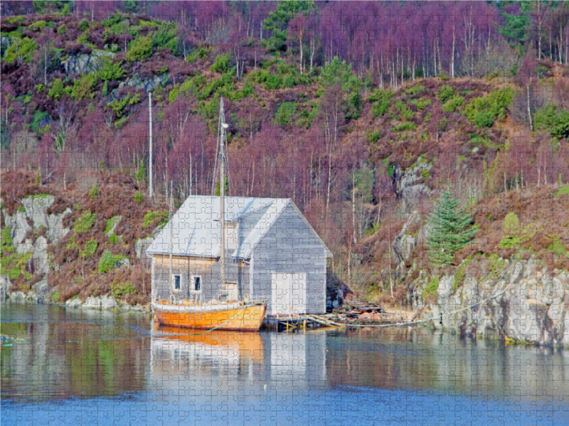 Norwegische Hütte 2000 Teile Puzzle quer - CALVENDO Foto-Puzzle'
