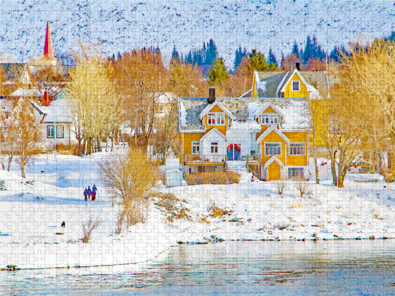 Norwegisches Dorf 2000 Teile Puzzle quer - CALVENDO Foto-Puzzle'