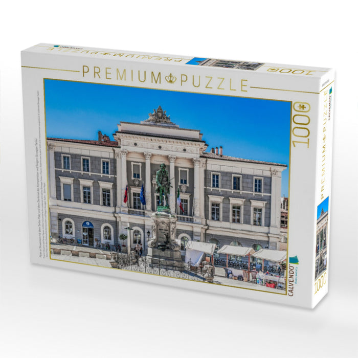 Piran in Slowenien mit dem Tartini Platz und dem Denkmal des Komponisten und Geigers Giuseppe Tartini - CALVENDO Foto-Puzzle'