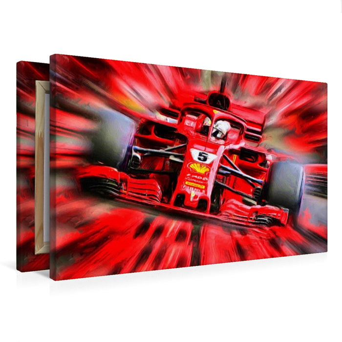 Premium Textil-Leinwand Noch mehr Italo-Power: der Deutsche Sebastian Vettel jagt die Rekorde des legendären "Schumi".