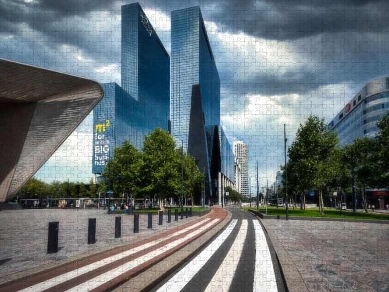 Blick vom Hauptbahnhof Rotterdam - CALVENDO Foto-Puzzle'