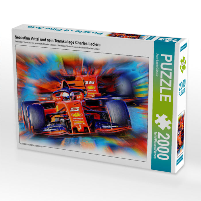 Sebastian Vettel und sein Teamkollege Charles Leclerc 2000 Teile Puzzle quer - CALVENDO Foto-Puzzle'