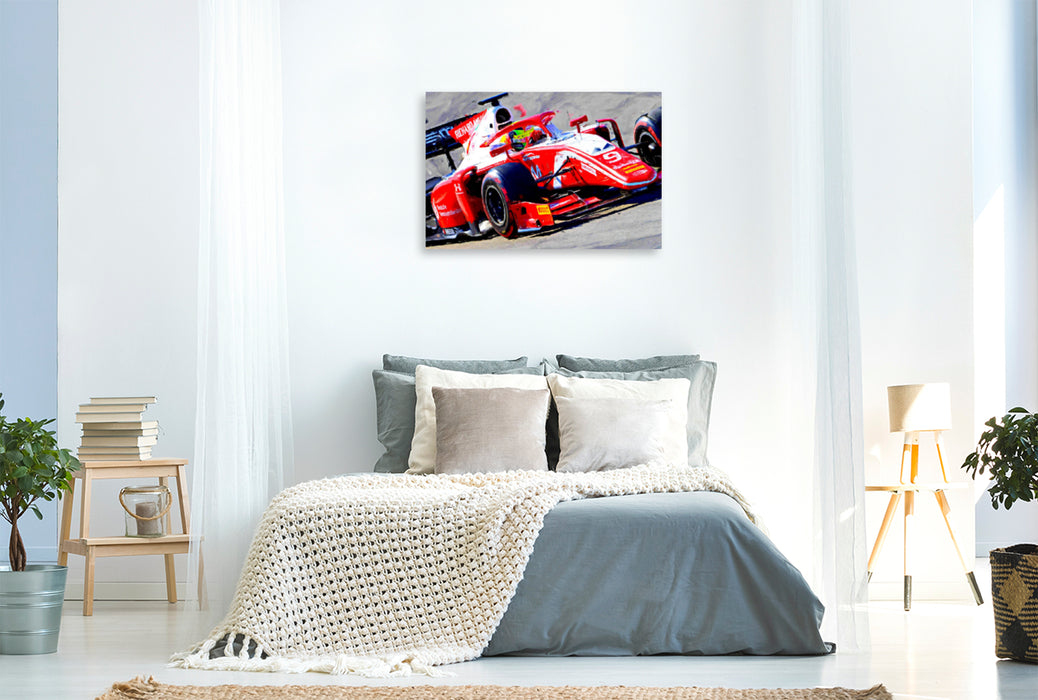 Premium Textil-Leinwand Premium Textil-Leinwand 120 cm x 80 cm quer Mick Schumacher, der Sohn der Legende Michael Schumacher, startete in der Formel 2.