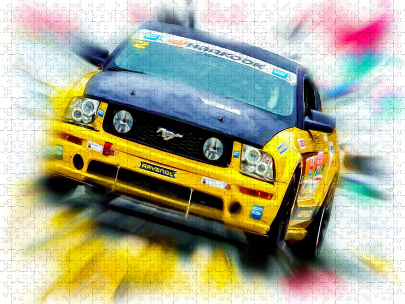 Beim Einsatz im Motorsport profitiert der Ford Mustang von extremer Leistung. - CALVENDO Foto-Puzzle'