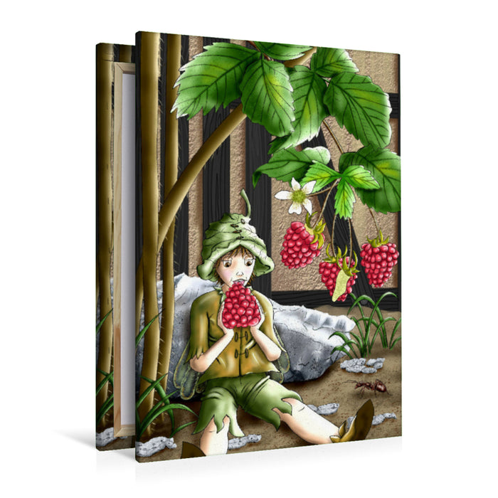 Premium Textil-Leinwand Beeren-Elf