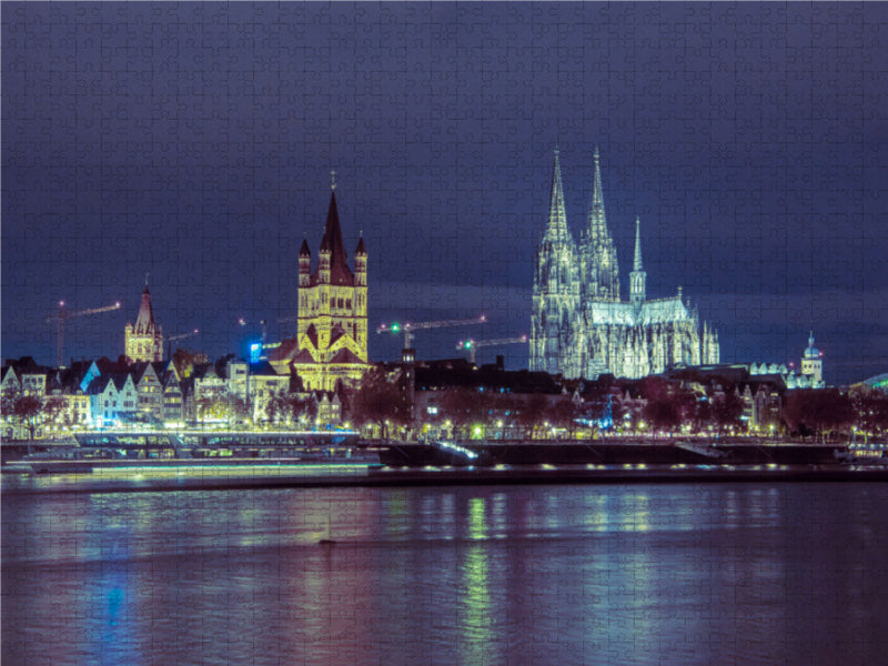 Köln bei Nacht 2000 Teile Puzzle quer - CALVENDO Foto-Puzzle'