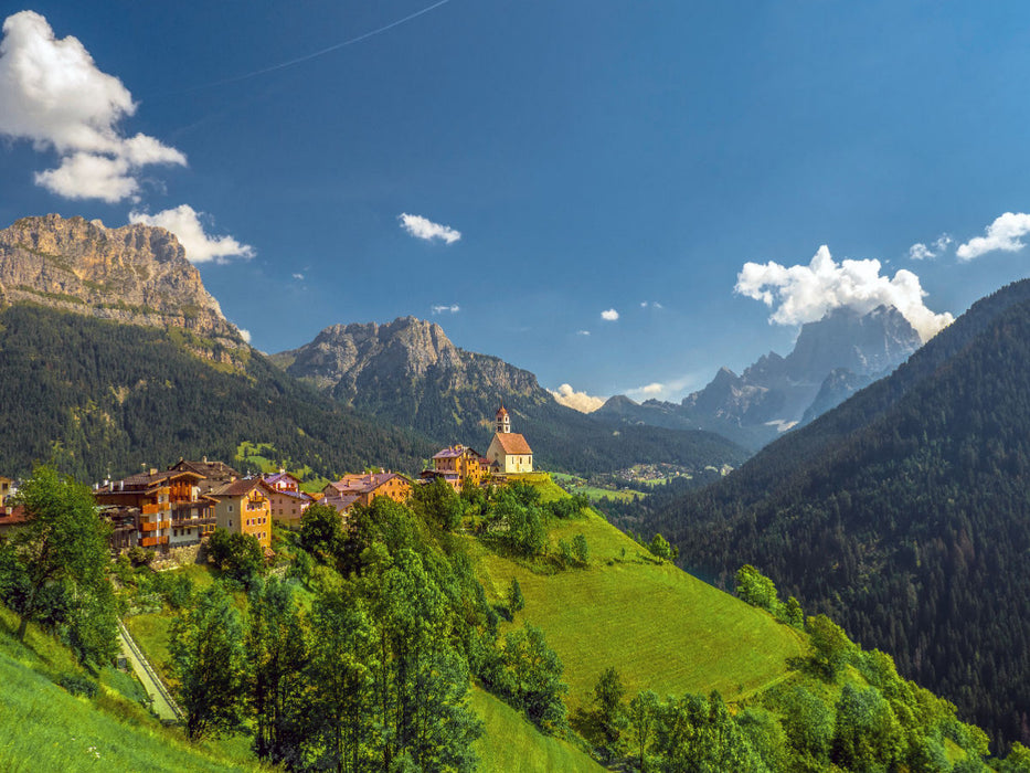 Kirche Santa Lucia, Dolomiten, Provinz Belluno 1000 Teile Puzzle quer - CALVENDO Foto-Puzzle'