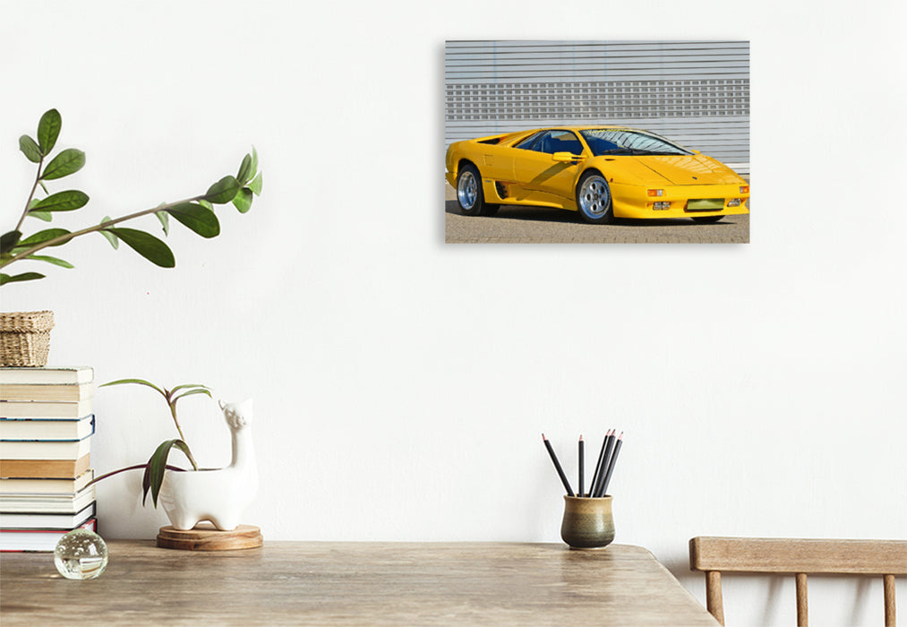 Premium textile canvas Premium textile canvas 120 cm x 80 cm across A motif from the calendar The Devil Wears Yellow - Lamborghini Diablo 