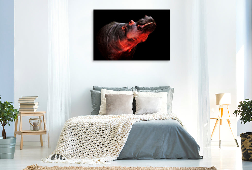 Premium textile canvas Premium textile canvas 120 cm x 80 cm landscape hippo 