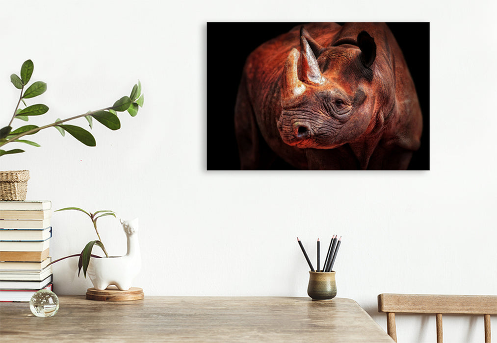Premium textile canvas Premium textile canvas 120 cm x 80 cm landscape rhino 