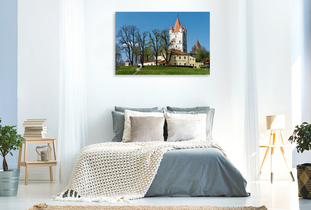 Premium textile canvas Premium textile canvas 120 cm x 80 cm across Hague in Upper Bavaria, castle tower 