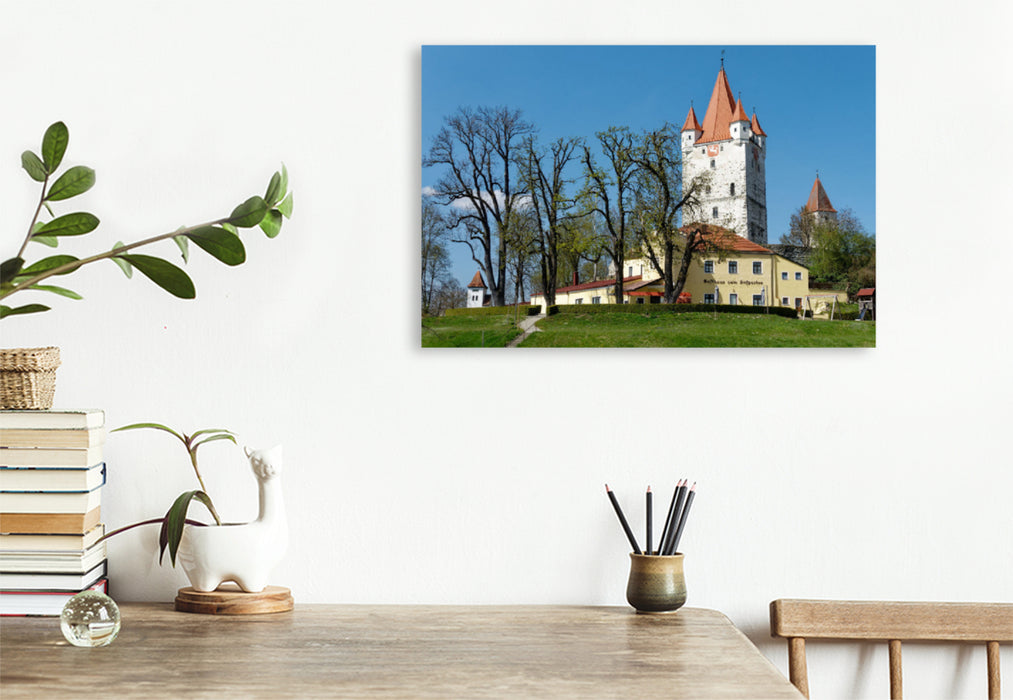 Premium textile canvas Premium textile canvas 120 cm x 80 cm across Hague in Upper Bavaria, castle tower 