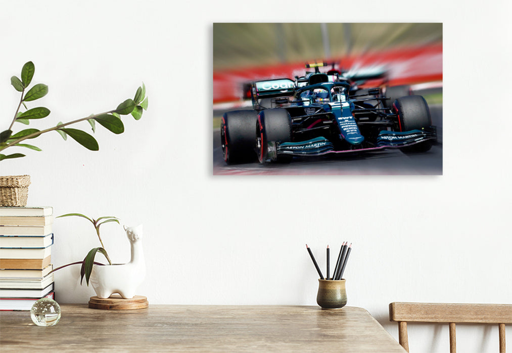 Premium textile canvas Premium textile canvas 120 cm x 80 cm across The four-time world champion Sebastian Vettel from Germany started for the British team Aston Martin for the first time in 2021. 