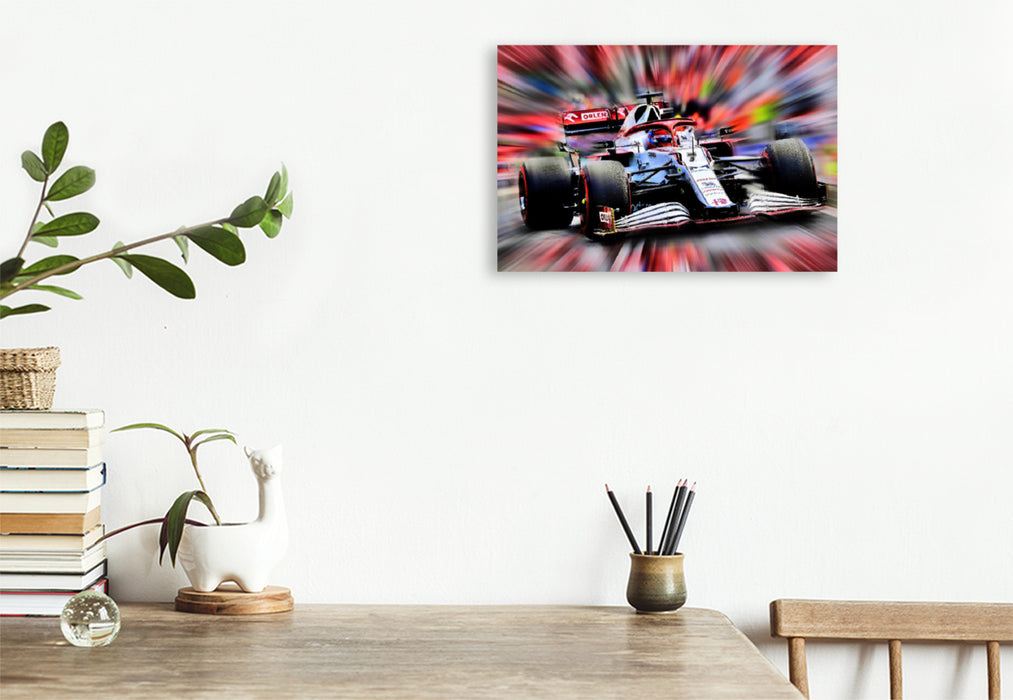 Premium textile canvas Premium textile canvas 120 cm x 80 cm landscape The Finn Kimi Räikkönen has competed in Formula 1 since 2001, won a world championship title and ended his career at the end of 2021. 