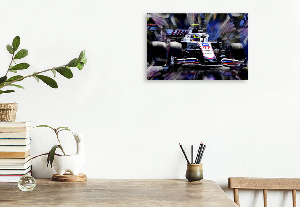 Premium textile canvas Premium textile canvas 120 cm x 80 cm across Mick Schumacher, son of motorsport legend Michael Schumacher, described his debut in 2021 as a learning year and wants to fight for podium places and victories from 2022. 