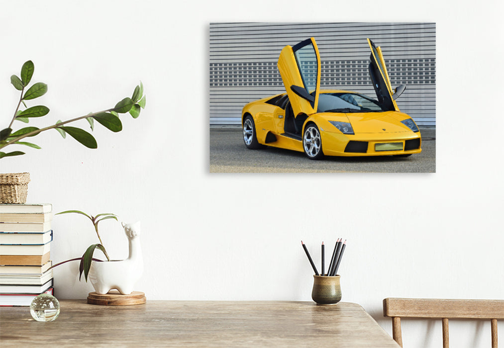 Premium textile canvas Premium textile canvas 120 cm x 80 cm across A motif from the calendar THE YELLOW BULL - Lamborghini Murciélago 
