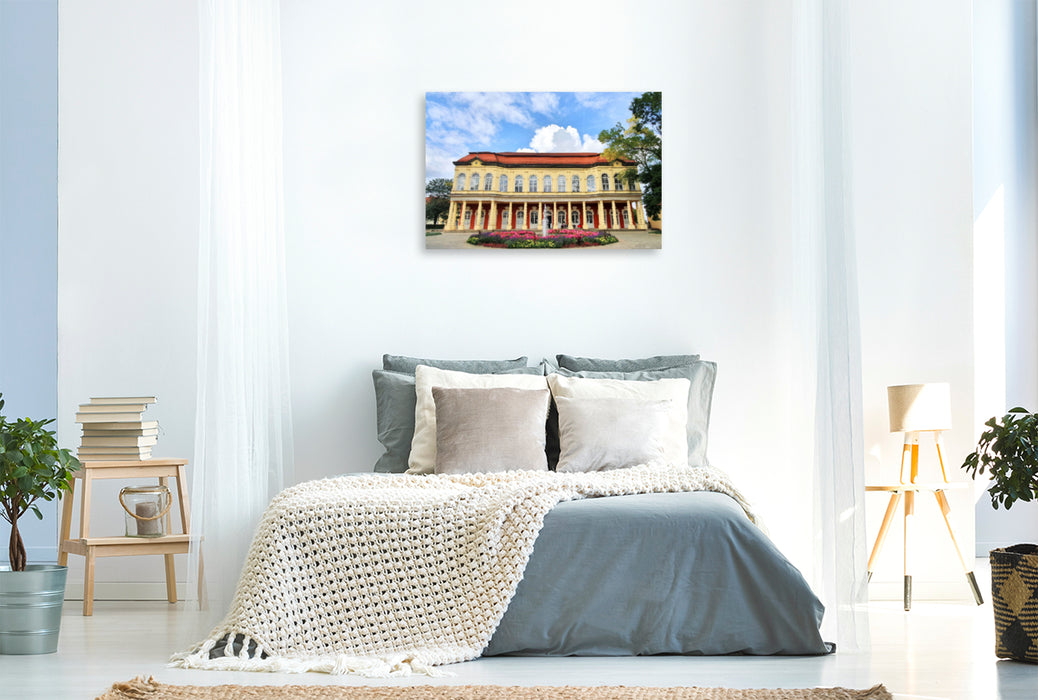Premium textile canvas Premium textile canvas 120 cm x 80 cm landscape Orangery in the castle garden 