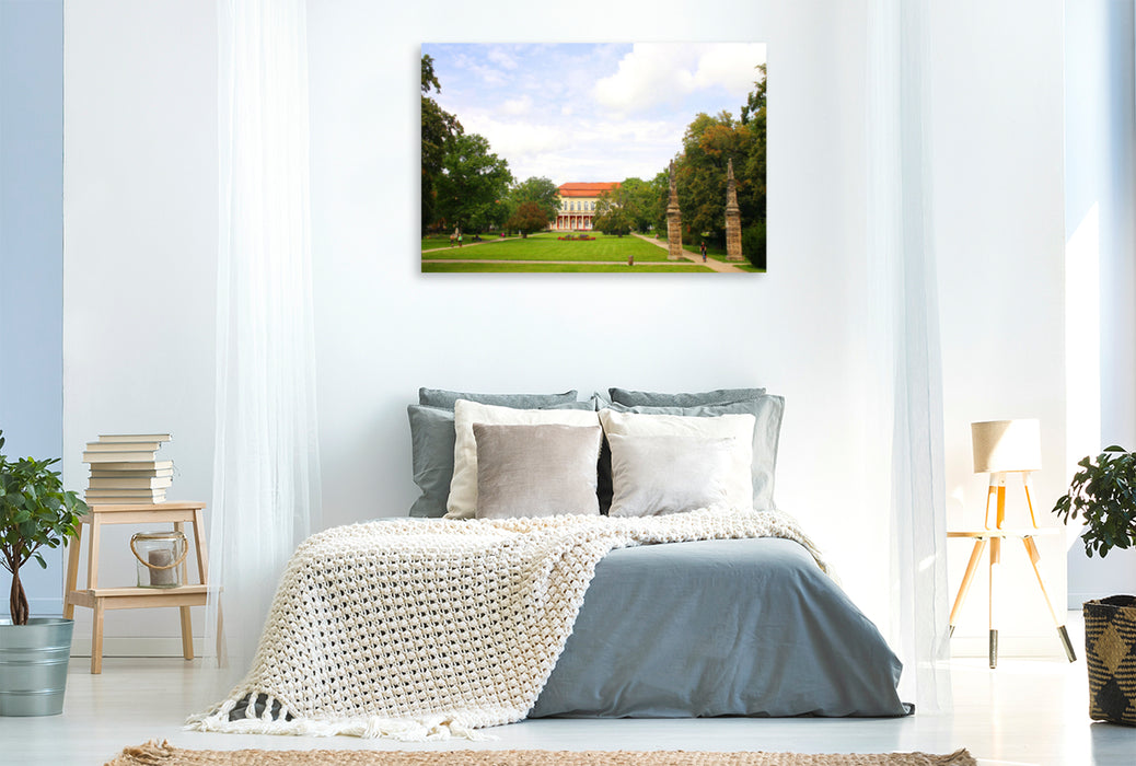 Premium Textil-Leinwand Premium Textil-Leinwand 120 cm x 80 cm quer Schlossgarten