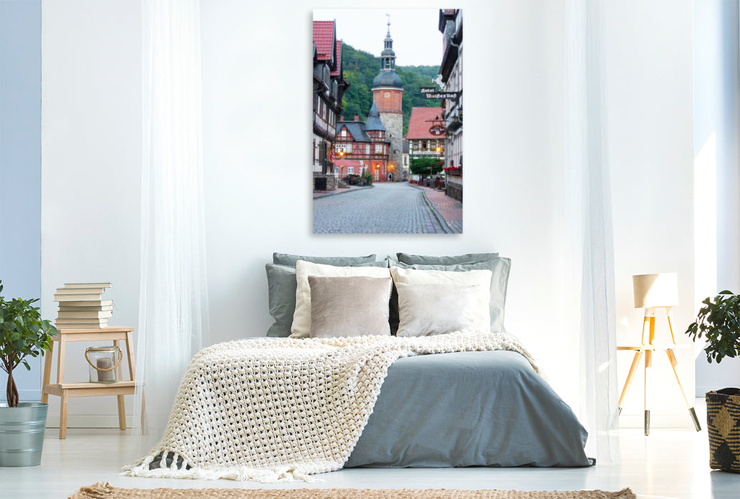 Premium textile canvas Premium textile canvas 80 cm x 120 cm high Stolberg, view of the Seiger Tower 