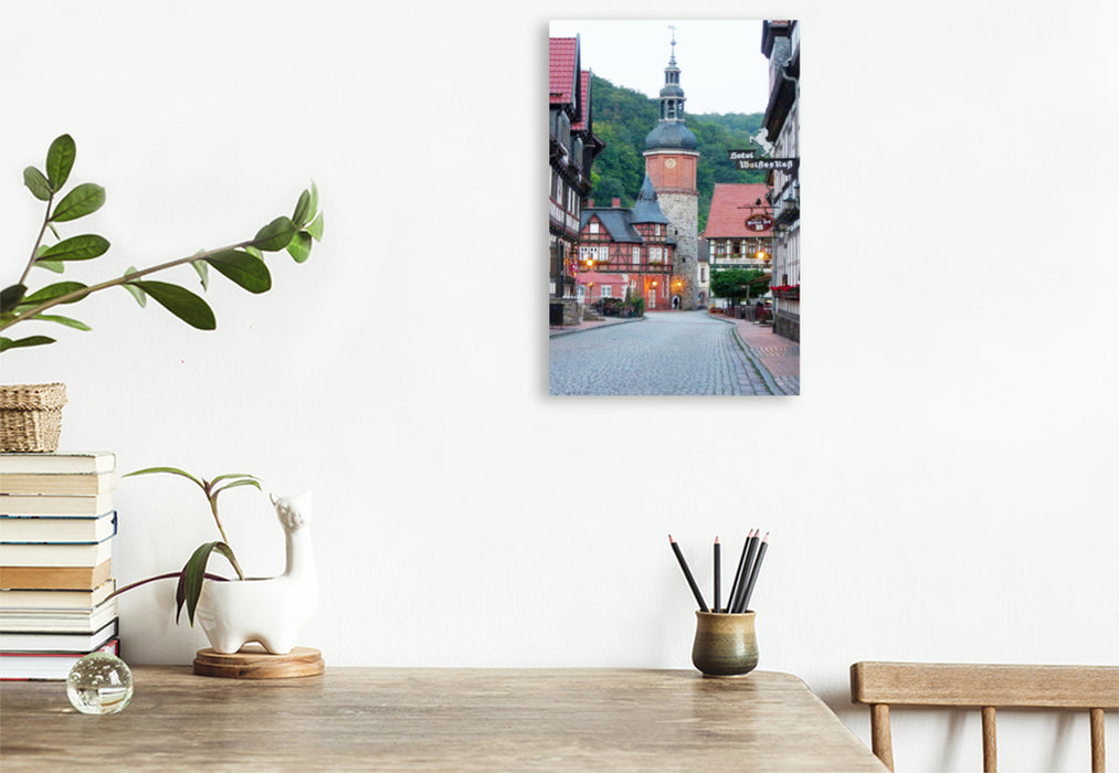 Premium textile canvas Premium textile canvas 80 cm x 120 cm high Stolberg, view of the Seiger Tower 