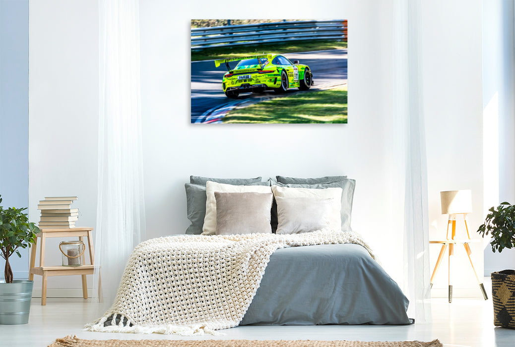 Premium textile canvas Premium textile canvas 120 cm x 80 cm landscape Manhtey Racing Porsche 911 GT3 R "Grello" 