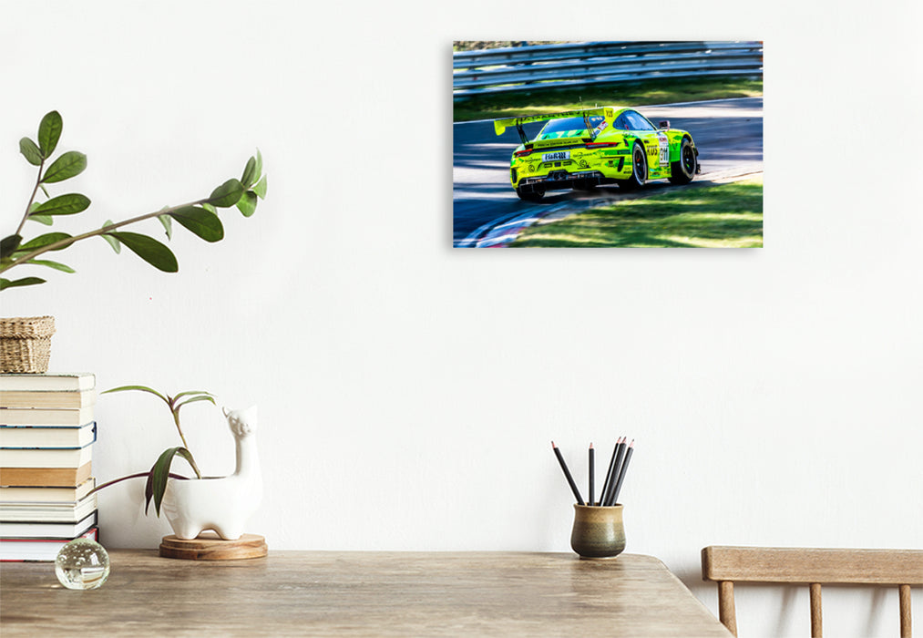 Premium Textil-Leinwand Premium Textil-Leinwand 120 cm x 80 cm quer Manhtey Racing Porsche 911 GT3 R "Grello"