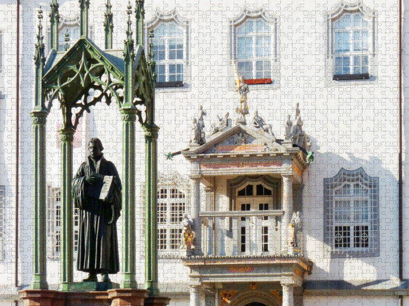 Wittenberg, Lutherdenkmal vor dem Rathaus - CALVENDO Foto-Puzzle'