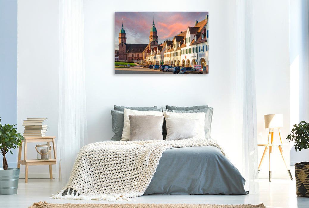 Premium textile canvas Premium textile canvas 120 cm x 80 cm across View over the market square to the town church 